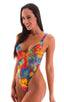 F10 - Womens One Piece Thong - Mesh 4502 Tropical feathers - Skinzwear