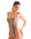F10 - Womens One Piece Thong - Mesh 4505 Aqua snakeskin - Skinzwear