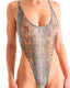 F10 - Womens One Piece Thong - Mesh 4505 Aqua snakeskin - Skinzwear