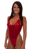 F10 - Womens One Piece Thong - Metallics 9811 Red - Skinzwear