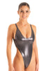 F10 - Womens One Piece Thong - Metallics 9852 Black ice - Skinzwear