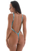 F10 - Womens One Piece Thong - Prints 2550 Aqua snake skin - Skinzwear