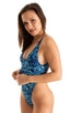 F10 - Womens One Piece Thong - Prints 3152 Blue leopard - Skinzwear