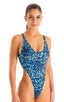 F10 - Womens One Piece Thong - Prints 3152 Blue leopard - Skinzwear