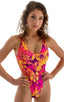 F10 - Womens One Piece Thong - Prints 8163 Tahitian sunset - Skinzwear