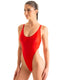 F10 - Womens One Piece Thong - Solid Sheer Semi Sheer 2578 Candy - Skinzwear