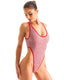 F10B - Womens One Piece Thong with Contour Binding - Prints 9873 - 9876 Flora matrix - Fire reef - Skinzwear