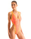 F10BZ - Womens One Piece Thong with Zipper and Contour Binding - Mesh 9882 - 1459 Coral peep show - Chartreuse - Skinzwear