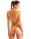 F10BZ - Womens One Piece Thong with Zipper and Contour Binding - Mesh 9882 - 1459 Coral peep show - Chartreuse - Skinzwear