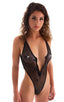 F10Z - Womens One Piece Thong with Zipper - Mesh 2557 Spiderweb - Skinzwear