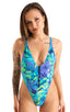 F10Z - Womens One Piece Thong with Zipper - Prints 8159 Tahitian rainforest - Skinzwear