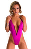 F10Z - Womens One Piece Thong with Zipper - Solids 2452 Magenta - Skinzwear