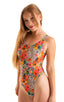 F12 - Womens Baywatch One Piece Swimsuit Full Back - Mesh 4552 Hibiscus printed stretch - Skinzwear
