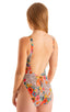 F12 - Womens Baywatch One Piece Swimsuit Full Back - Mesh 4552 Hibiscus printed stretch - Skinzwear
