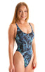 F12 - Womens Baywatch One Piece Swimsuit Full Back - Prints 2572 Dark water - Skinzwear