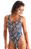F12 - Womens Baywatch One Piece Swimsuit Full Back - Prints 3151 Congo - Skinzwear