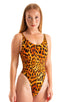F12 - Womens Baywatch One Piece Swimsuit Full Back - Prints 3153 Golden leopard - Skinzwear