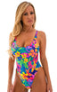 F12 - Womens Baywatch One Piece Swimsuit Full Back - Prints 4109 Hawaiian floral - Skinzwear