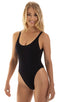 F12 - Womens Baywatch One Piece Swimsuit Full Back - Solids 6407 Black - Skinzwear