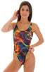 F12 - Womens Baywatch One Piece Swimsuit Full Back - Tan Through 7803 Rave up - Skinzwear