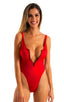 F12Z - Womens One Piece Zipper Swimsuit Full Back - Solids 3450 Ruby red - Skinzwear