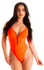 F12Z - Womens One Piece Zipper Swimsuit Full Back - Solids 6402 Blazing orange - Skinzwear
