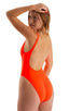 F12Z - Womens One Piece Zipper Swimsuit Full Back - Solids 6402 Blazing orange - Skinzwear