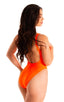 F12Z - Womens One Piece Zipper Swimsuit Full Back - Solids 6402 Blazing orange - Skinzwear