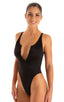F12Z - Womens One Piece Zipper Swimsuit Full Back - Solids 6407 Black - Skinzwear
