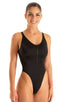 F12Z - Womens One Piece Zipper Swimsuit Full Back - Solids 6407 Black - Skinzwear
