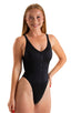 F12Z - Womens One Piece Zipper Swimsuit Full Back - Solids 6407 Black - Skinzwear