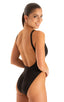 F12Z - Womens One Piece Zipper Swimsuit Full Back - Solids 6407 Black - Skinzwear