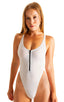 F15Z - Womens One Piece 1/2 Back with Front Zipper - Mesh 2500 White peep show - Skinzwear