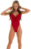 F15Z - Womens One Piece 1/2 Back with Front Zipper - Solid Sheer Semi Sheer 1538 Red - Skinzwear