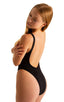 F15Z - Womens One Piece 1/2 Back with Front Zipper - Solid Sheer Semi Sheer 8567 Black - Skinzwear
