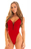 F15Z - Womens One Piece 1/2 Back with Front Zipper - Solids 3450 Ruby red - Skinzwear