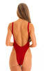 F15Z - Womens One Piece 1/2 Back with Front Zipper - Solids 3450 Ruby red - Skinzwear