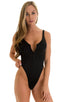 F15Z - Womens One Piece 1/2 Back with Front Zipper - Solids 6407 Black - Skinzwear