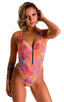F15Z - Womens One Piece 1/2 Back with Front Zipper - Tan Through 1750 Orange jungle - Skinzwear