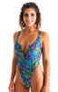 F15Z - Womens One Piece 1/2 Back with Front Zipper - Tan Through 2751 Neon ferns - Skinzwear
