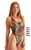 F15Z - Womens One Piece 1/2 Back with Front Zipper - Tan Through 2752 Technicolor - Skinzwear