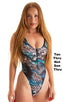 F15Z - Womens One Piece 1/2 Back with Front Zipper - Tan Through 4750 Aqua leopard - Skinzwear