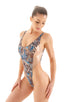 F17 - Womens One Piece Thong with Mesh Sides - Prints 3151 - 4560 Congo - Rose gold - Skinzwear