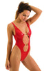 F2 - Womens One Piece Keyhole Rio 1/2 Back - Metallics 3807 Holographic lipstick red - Skinzwear