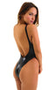 F2 - Womens One Piece Keyhole Rio 1/2 Back - Metallics 5807 Black vinyl - Skinzwear