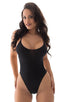 F4 - Womens One Piece Criss Cross Rio - Solid Sheer Semi Sheer 1537 Black - Skinzwear