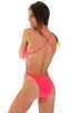 F4 - Womens One Piece Criss Cross Rio - Solid Sheer Semi Sheer 5537 Neon coral - Skinzwear