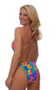 F5 - Womens One Piece Criss Cross Moderate Back - Prints 4109 Hawaiian floral - Skinzwear