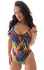 F5 - Womens One Piece Criss Cross Moderate Back - Tan Through 7803 Rave up - Skinzwear
