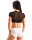 G10 - Limited Women's Short Sleeve Cropped Top with Skinz Logo - Mesh 1507 Black - Skinzwear